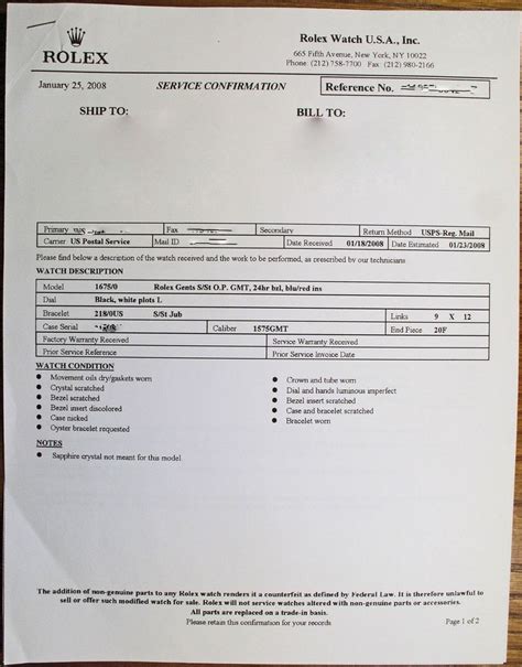 rolex repair estimate